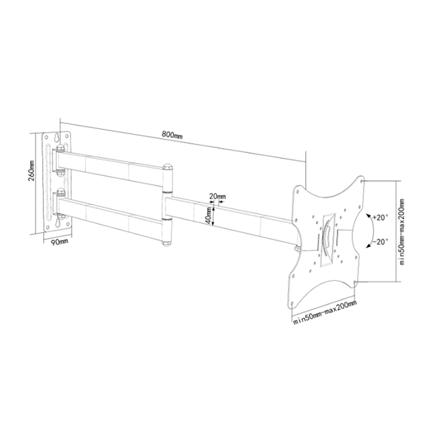 TV-fäste 80 cm från väggen för Samsung 32-44"
