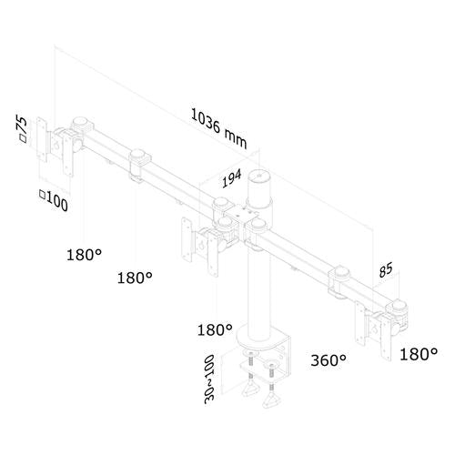 Neomounts FPMA-D960D3 Trippel monitorarm