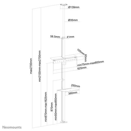 Neomounts FPMA-CF200 silver golv-till-tak-fäste