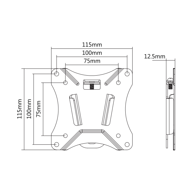 Wolff Mount TVB-12 – Afneembare TV-muurbeugel voor schermen tot 27 inch 100x100