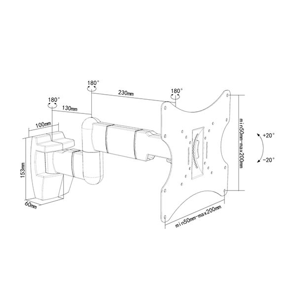 Wolff Mount WMX091 – Universele muurbeugel tot 32 inch Draai- en kantelbaar