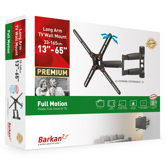 Barkan Mounts Superlång TV-väggfäste | 13-65 tum | Universell | VESA 400x400