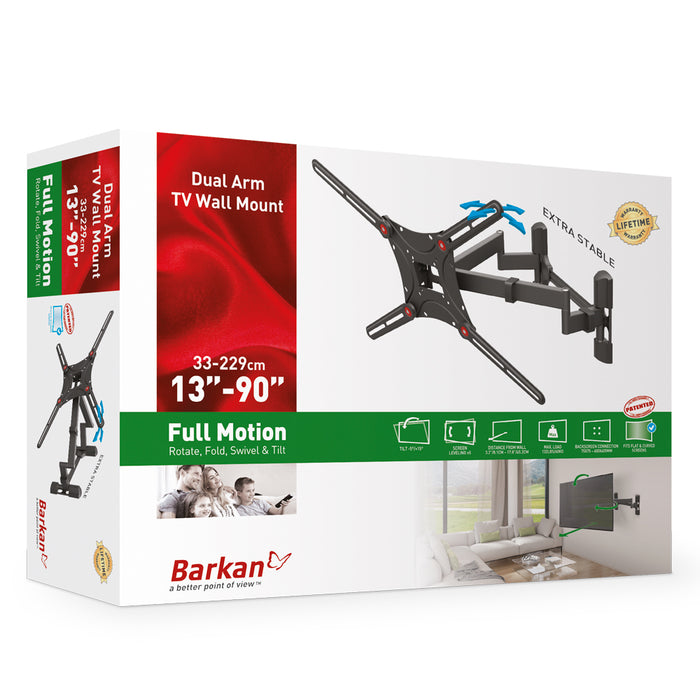 Barkan Mounts robust TV-väggfäste för hörnmontering | skärmar 40 - 90 tum | VESA 600x400