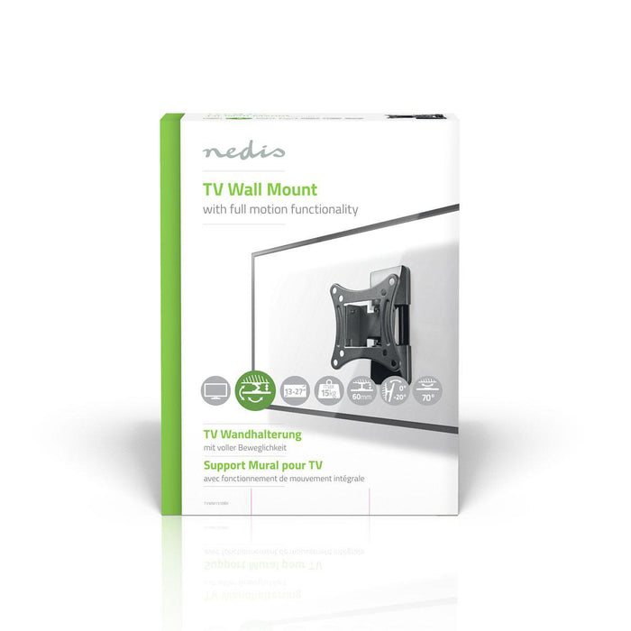 Full-motion TV-väggfäste | 13 - 27 tum | Max. 15 kg | 1 gångjärnspunkt  