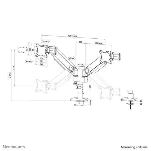 Neomounts DS65S-950WH2 monitorarm – elegant fullmotion-stöd för 24-34 tum