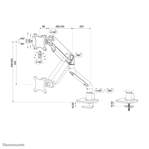 Neomounts DS70S-950BL1: Den ultimata fullmotion monitorarmen för 17-49 tum