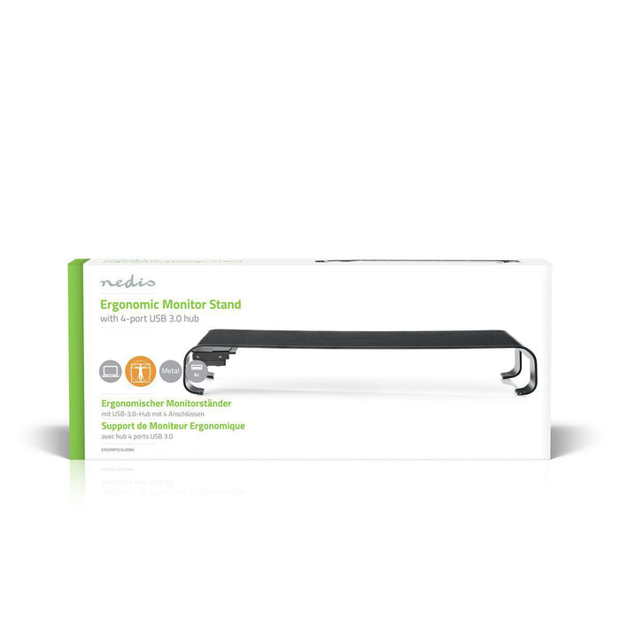 Ergonomisk multifunktionell stativ | USB 3.0-hubb | 4 portar | Svart