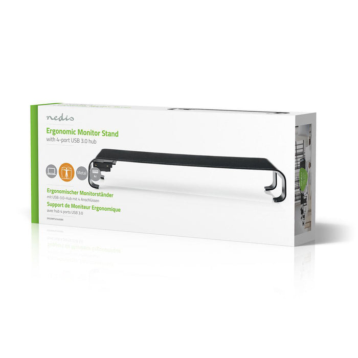 Ergonomisk multifunktionell stativ | USB 3.0-hubb | 4 portar | Svart