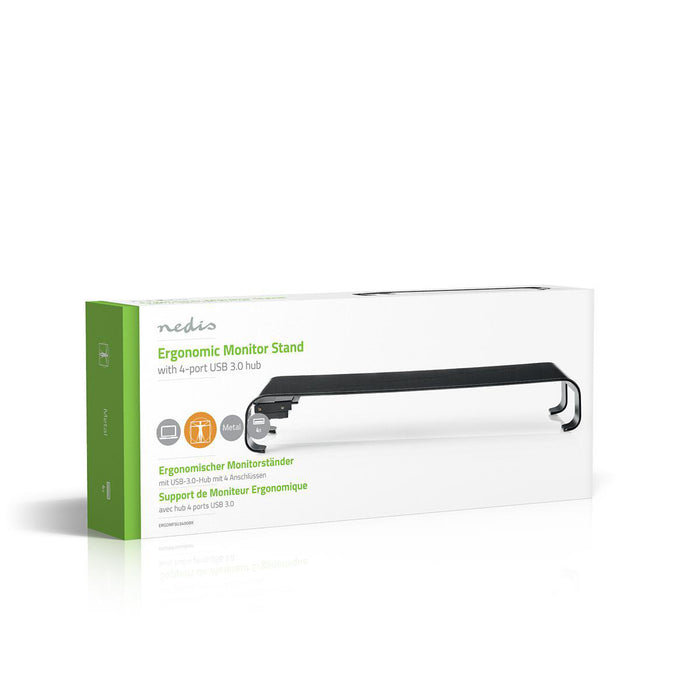 Ergonomisk multifunktionell stativ | USB 3.0-hubb | 4 portar | Svart