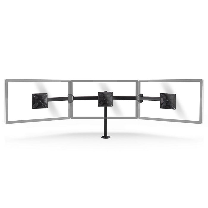 Ergonomisk monitorarm | Tre monitorarmar | Vrid- och tiltningsbar | Svart