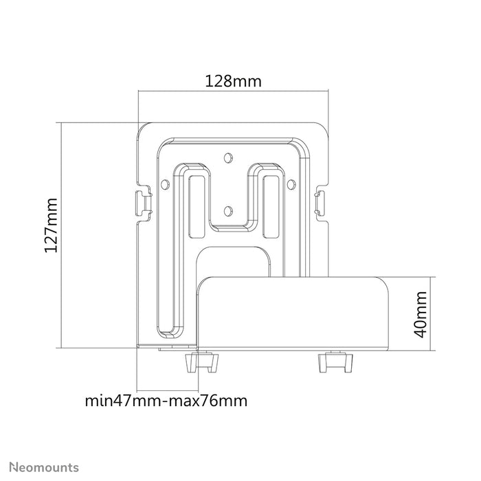 Neomounts AWL-450BL är en universell mediaspelarfäste med justerbart djup (4,7-7,6 cm) - Svart