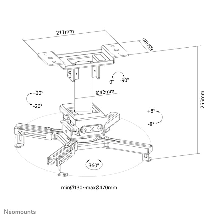 Neomounts CL25-530BL1 universellt projektortakfäste - Svart