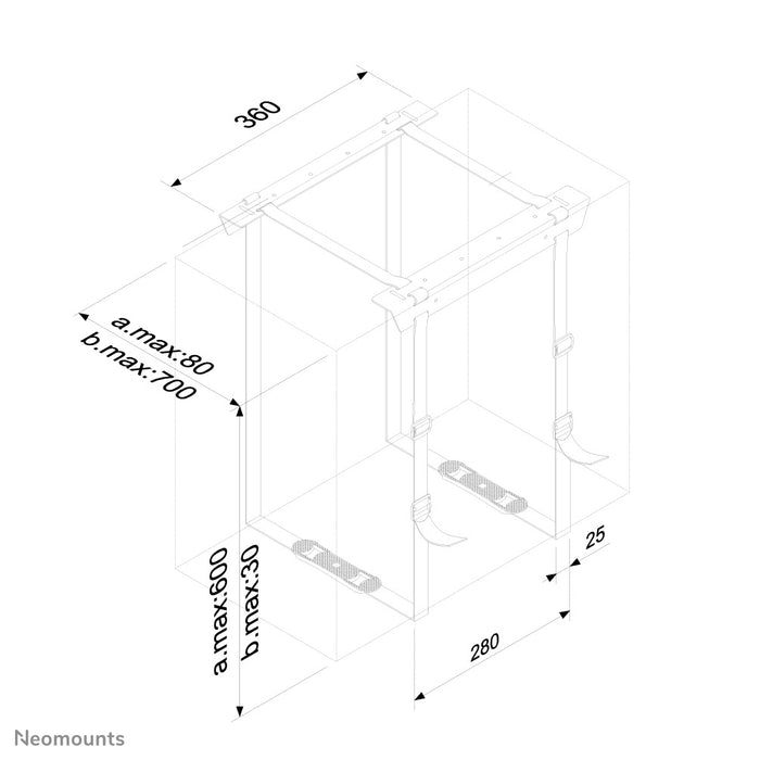 Neomounts CPU-D025 svart är ett fäste som gör att du kan montera en PC eller thin client vid skrivbordet.