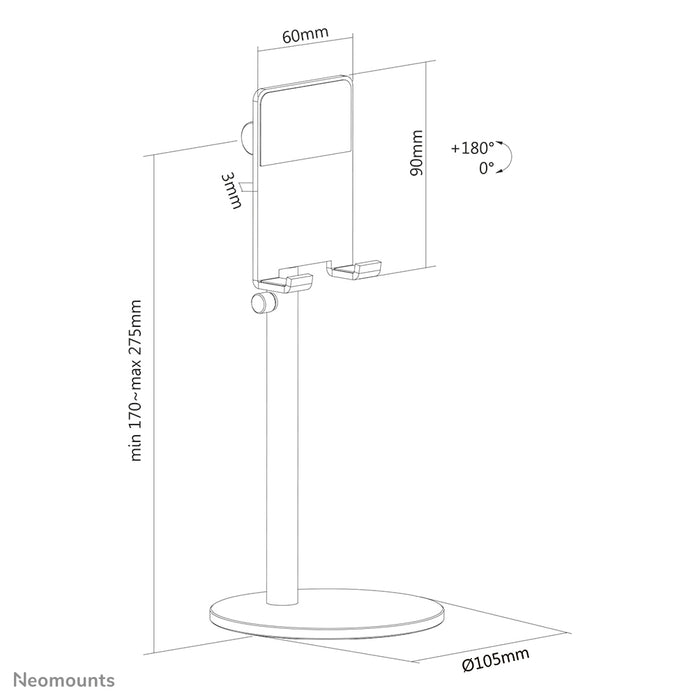 Neomounts höjdjusterbart telefonstöd - Silver