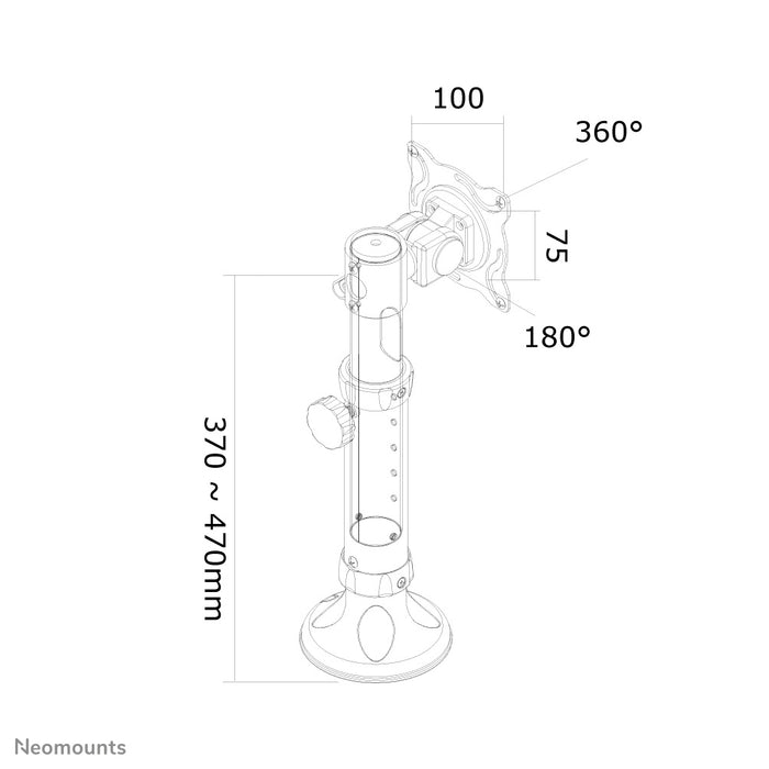 Neomounts FPMA-D025 svart är ett skrivbordsfäste för flatskärmar upp till 30 tum (76 cm).