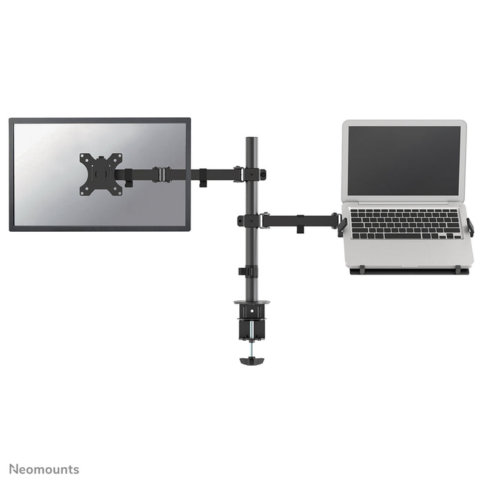 Neomounts FPMA-D550NOTEBOOK är ett skrivbordsfäste för en bärbar dator och platt skärm upp till 32 tum.