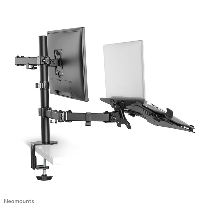 Neomounts FPMA-D550NOTEBOOK är ett skrivbordsfäste för en bärbar dator och platt skärm upp till 32 tum.