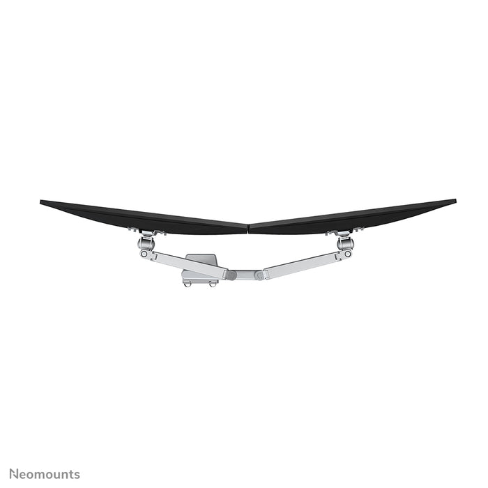 Neomounts FPMA-D750D silver är ett skrivbordsfäste med gasfjäder för platta skärmar upp till 32 tum (81 cm).
