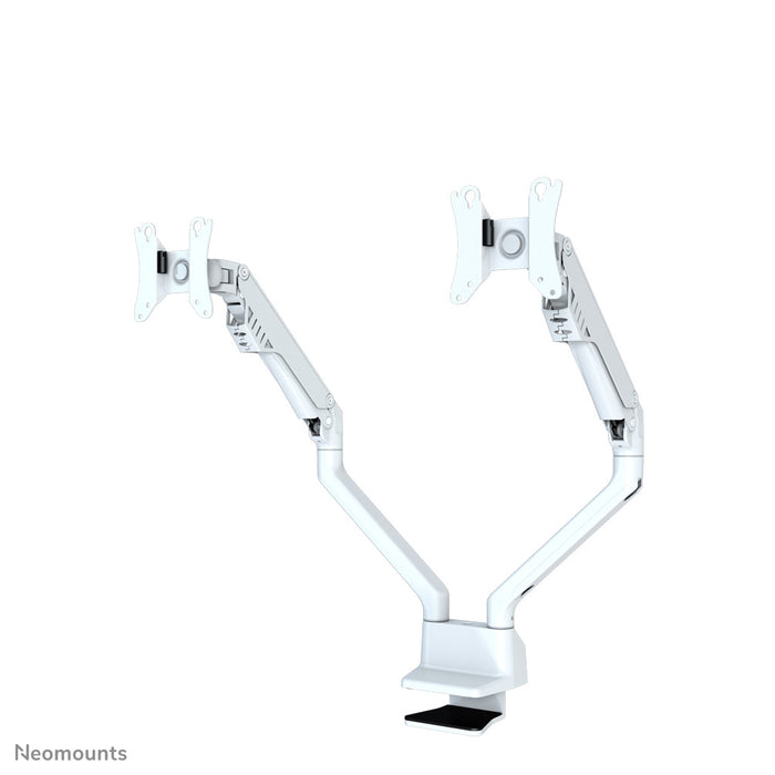 Neomounts FPMA-D750D vit är ett skrivbordsfäste med gasfjäder för platta skärmar upp till 32 tum (81 cm).