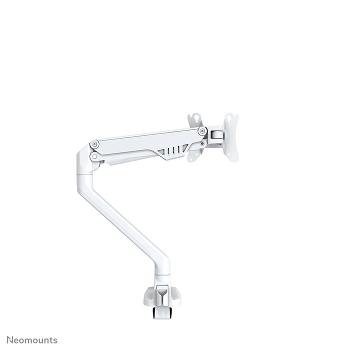 Neomounts FPMA-D750 vit är ett skrivbordsfäste med gasfjäder för platta skärmar upp till 32 tum (81 cm).