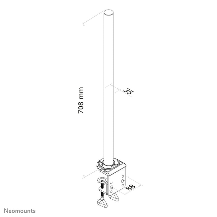 Neomounts FPMA-D935POLE är en stolpe på 70 cm hög för skrivbordsfästena Neomounts FPMA-D935 och Neomounts FPMA-D935D.