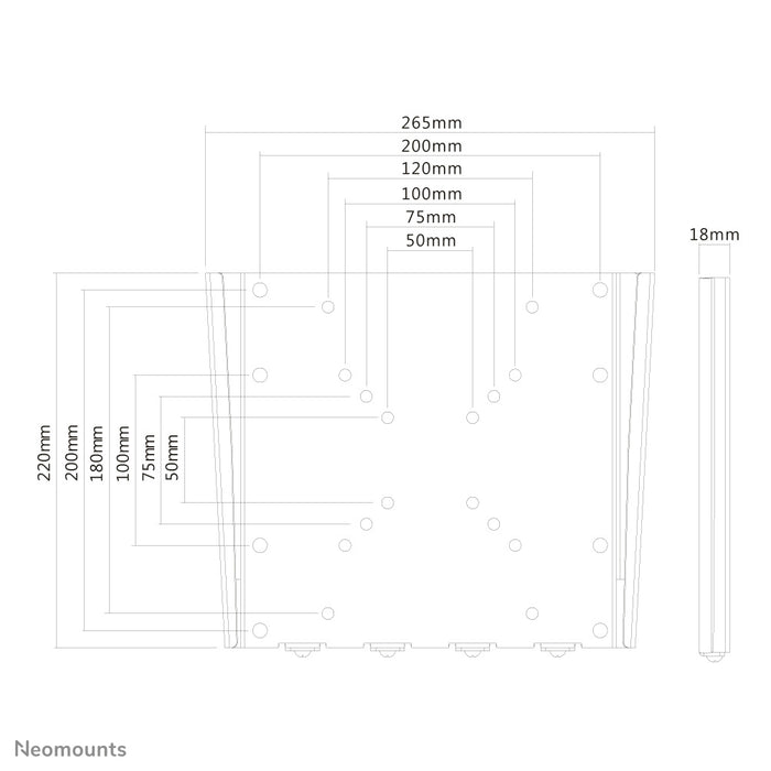 Neomounts FPMA-W110 svart är ett platt väggfäste för flatskärmar upp till 40 tum (102 cm).