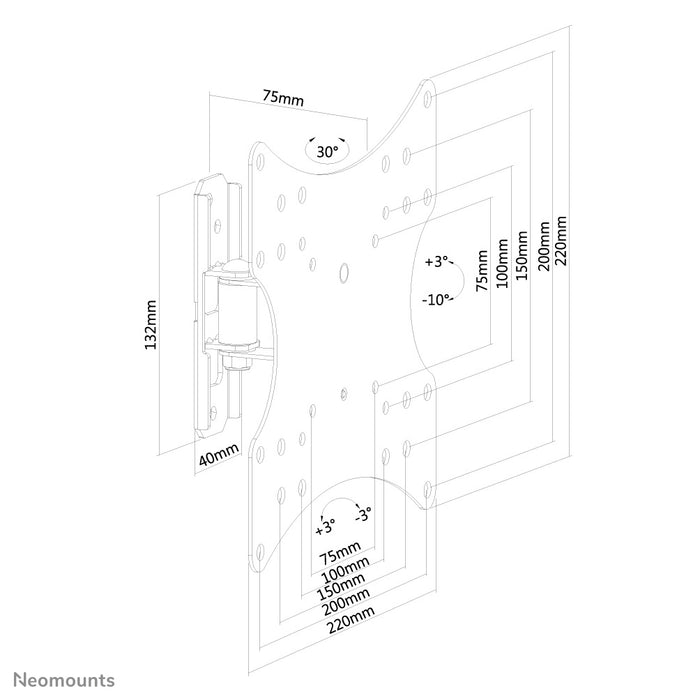 Neomounts FPMA-W115 svart är ett tiltbart och svängbart väggfäste för flatskärmar upp till 40 tum (102 cm).