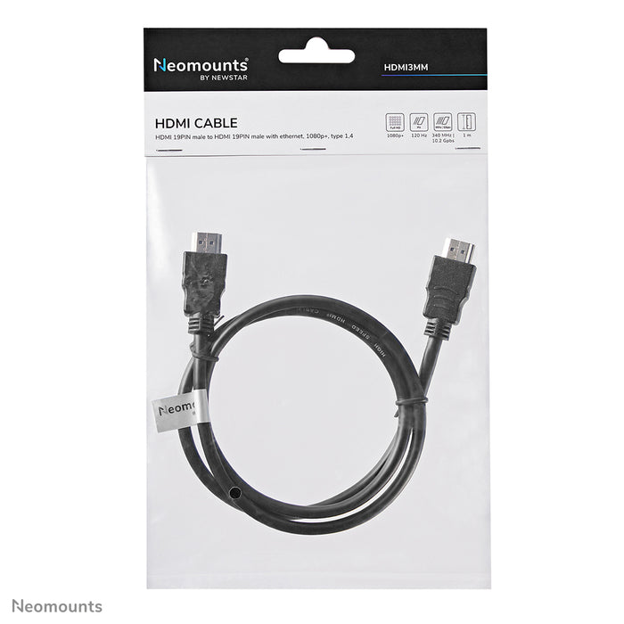 HDMI 1.4-kabel, hög hastighet, HDMI 19 pins M/M, 1 meter