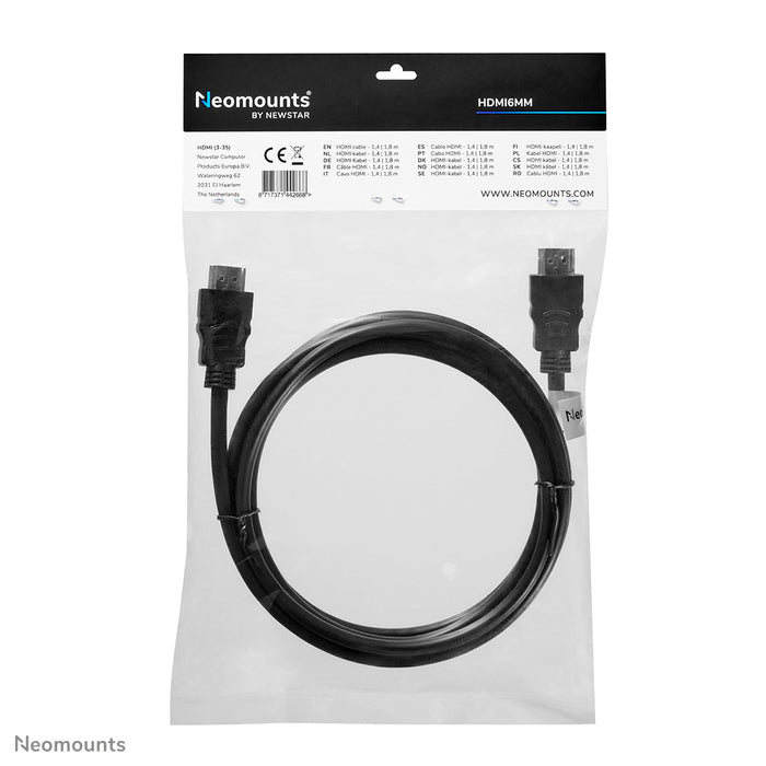 HDMI 1.4-kabel, hög hastighet, HDMI 19 pins M/M, 1,8 meter