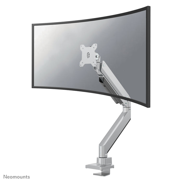 Neomounts NM-D775 silverPLUS är ett gasfjädrat skrivbordsstöd för böjda skärmar upp till 49 tum (124 cm) - Silver