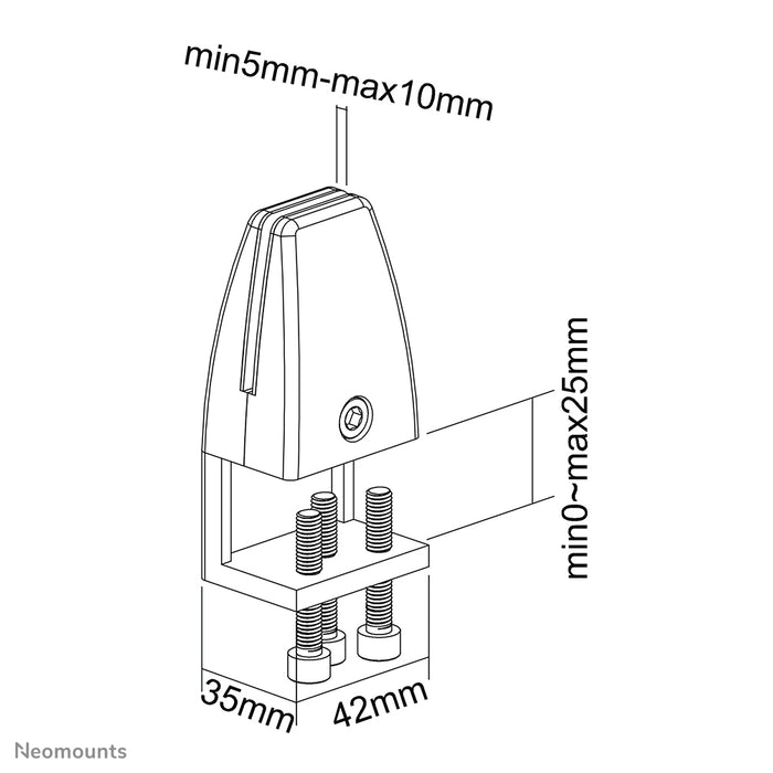 Neomounts skrivbordsklammer set 8-25 mm - Vit