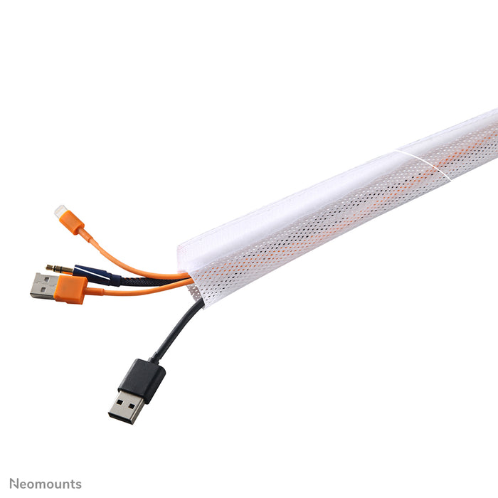 Neomounts NS-CS200 vit är en flexibel kabelstrumpa (Längd: 200 cm, Bredd: 8,5 cm) - Vit