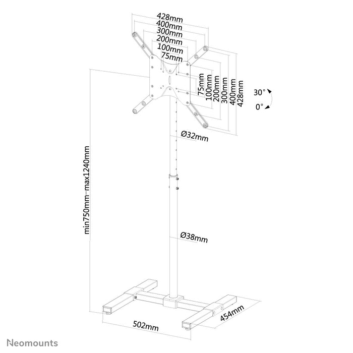 Neomounts NS-FS100 svart är ett möbel för LCD/LED/Plasma-skärmar upp till 55 tum (140 cm). Höjdjustering är 75-124 cm.