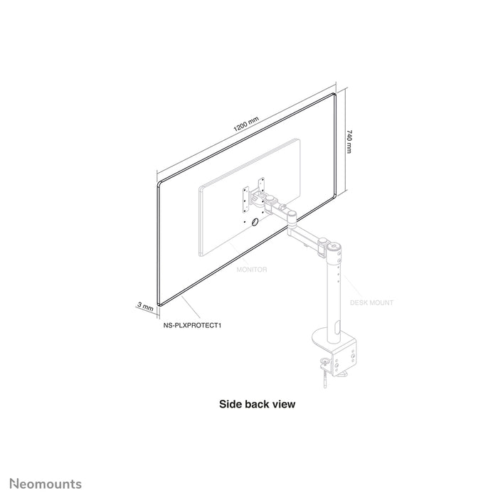 Neomounts NS-PLXPROTECT1 är en transparent skärm för 1 platt skärm och erbjuder avståndsskydd på arbetsplatsen. Transparent akryl, 100 % återvinningsbar | PLXPROTECT är registrerat som EU-designpatent |