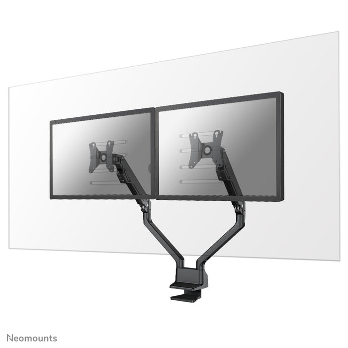 Neomounts NS-PLXPROTECT2 är en transparent skärm för 2 platta skärmar och erbjuder avståndsskydd på arbetsplatsen - Transparent akryl, 100 % återvinningsbar | PLXPROTECT är registrerat som EU-designpatent |