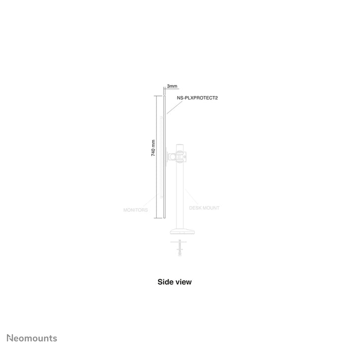 Neomounts NS-PLXPROTECT2 är en transparent skärm för 2 platta skärmar och erbjuder avståndsskydd på arbetsplatsen - Transparent akryl, 100 % återvinningsbar | PLXPROTECT är registrerat som EU-designpatent |
