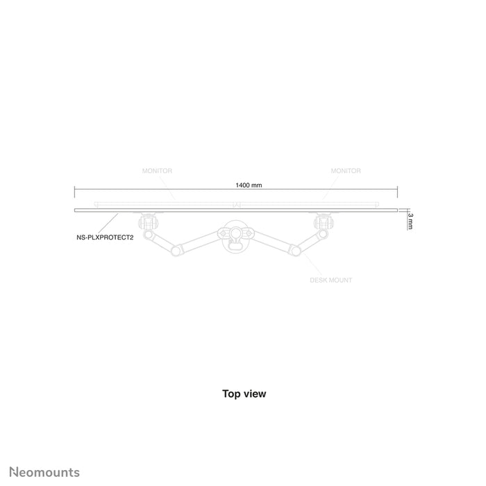 Neomounts NS-PLXPROTECT2 är en transparent skärm för 2 platta skärmar och erbjuder avståndsskydd på arbetsplatsen - Transparent akryl, 100 % återvinningsbar | PLXPROTECT är registrerat som EU-designpatent |