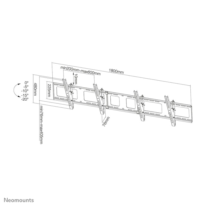 Neomounts NS-WMB200 svart är ett väggfäste för menytavlor för skärmar upp till 52 tum (132 cm).