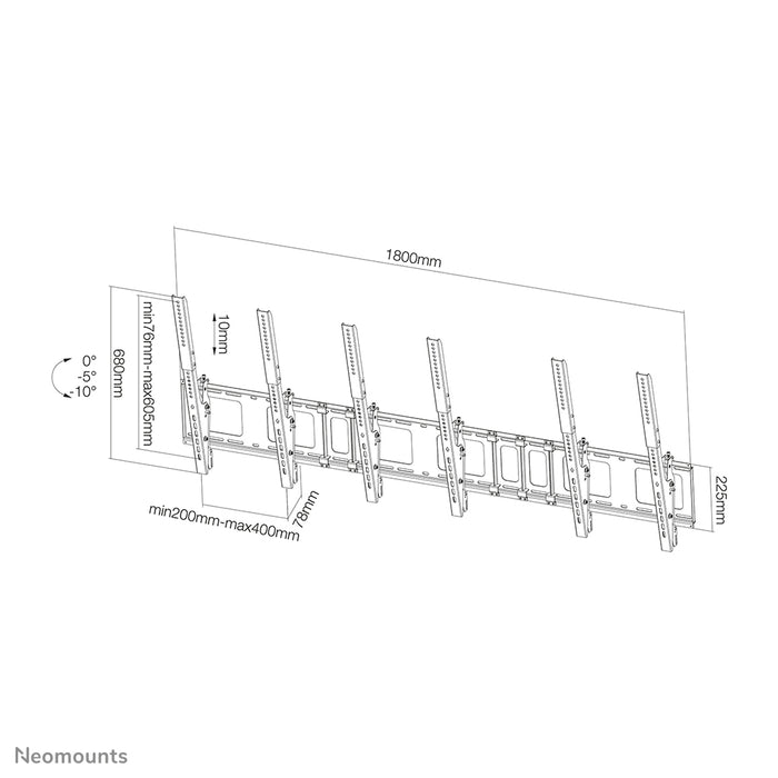 Neomounts NS-WMB300P svart är ett väggfäste för menytavlor för vertikal montering av skärmar upp till 52 tum (132 cm).