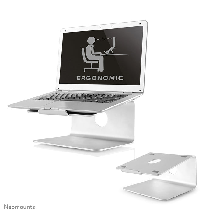 Neomounts NSLS050 är ett 360 graders roterbart skrivbordsstativ för en bärbar dator.
