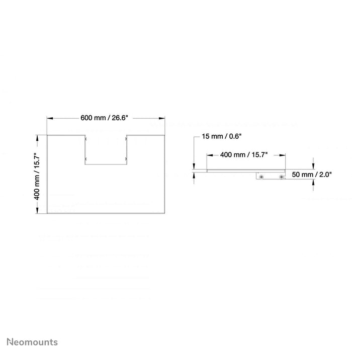 Neomounts AV-fäste PLASMA-M2500LAPSHELF är ett universellt fäste för att placera AV-utrustning på en 2500-serie.