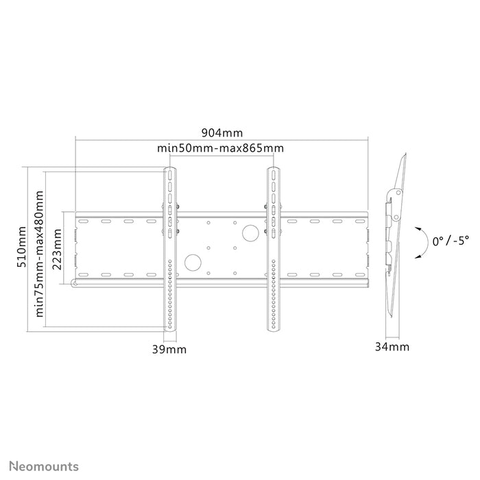 Neomounts PLASMA-W100 svart är ett plant väggfäste för platta skärmar upp till 85 tum (216 cm).