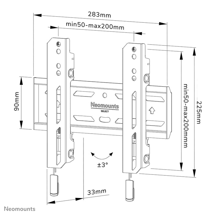 Neomounts WL30S-850BL12 flat väggfäste för 24-55 tums skärmar - Svart