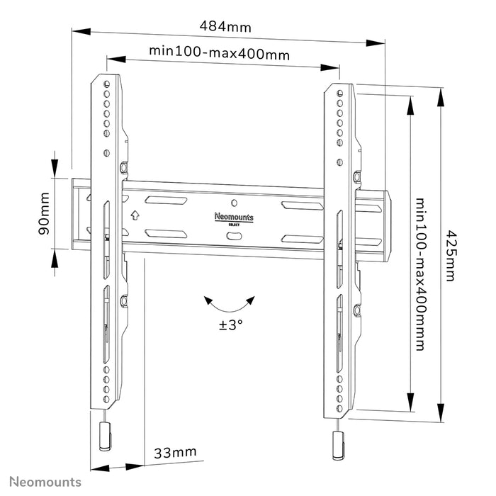 Neomounts WL30S-850BL14 flat väggfäste för 32-65 tums skärmar - Svart
