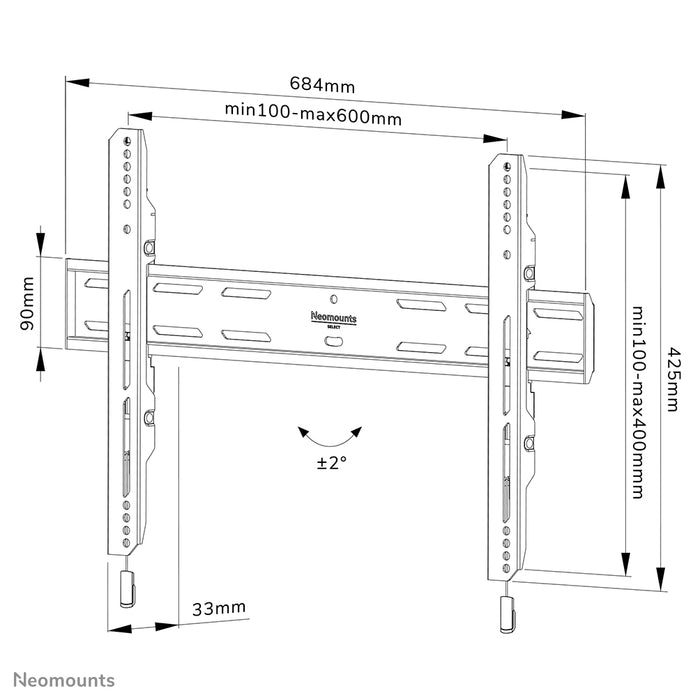 Neomounts WL30S-850BL16 flat väggfäste för 40-82 tums skärmar - Svart
