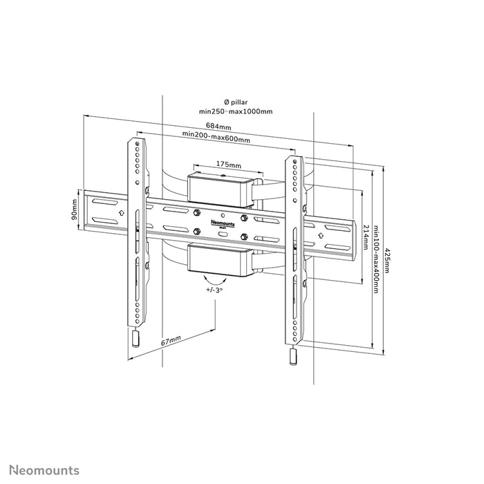 Neomounts WL30S-910BL16 flat pelarfäste för 40-75 tums skärmar - Svart