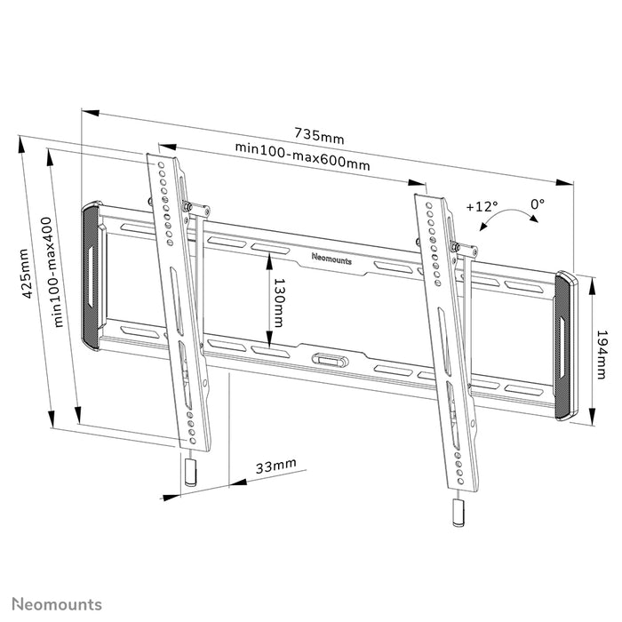 Neomounts WL35-550BL16 tiltbart väggfäste för 40-75 tums skärmar - Svart