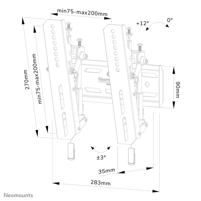 Neomounts WL35S-850BL12 tiltbart väggfäste för 24-55 tums skärmar - Svart