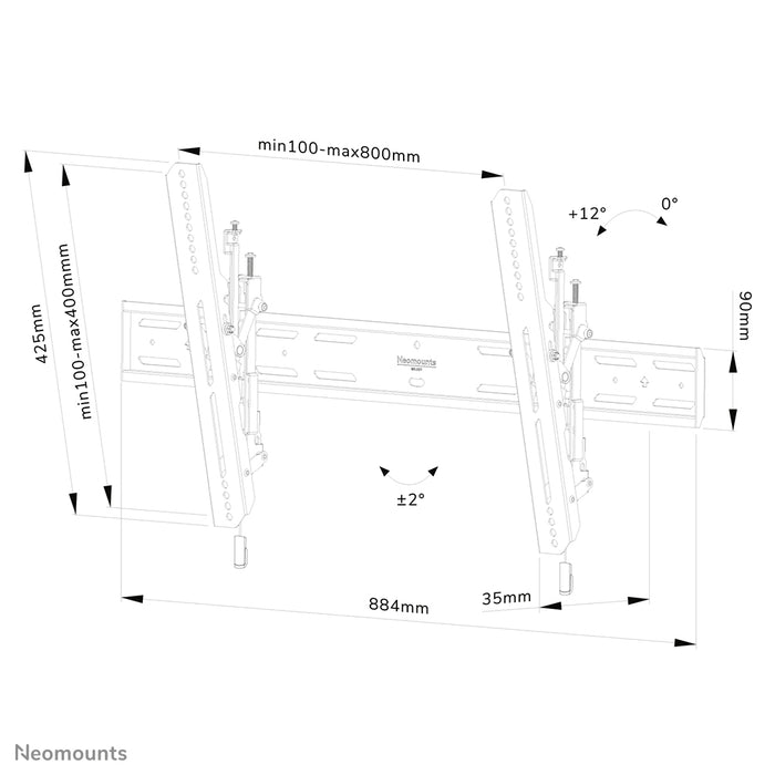 Neomounts WL35S-850BL18 tiltbart väggfäste för 43-98 tums skärmar - Svart