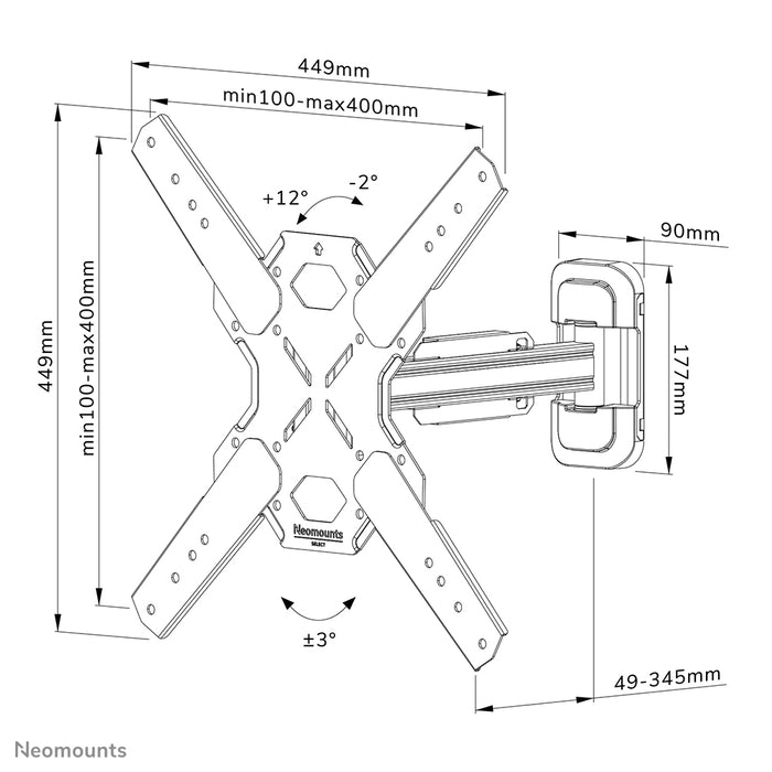 Neomounts WL40S-840BL14 full motion väggfäste för 32-65 tums skärmar - Svart